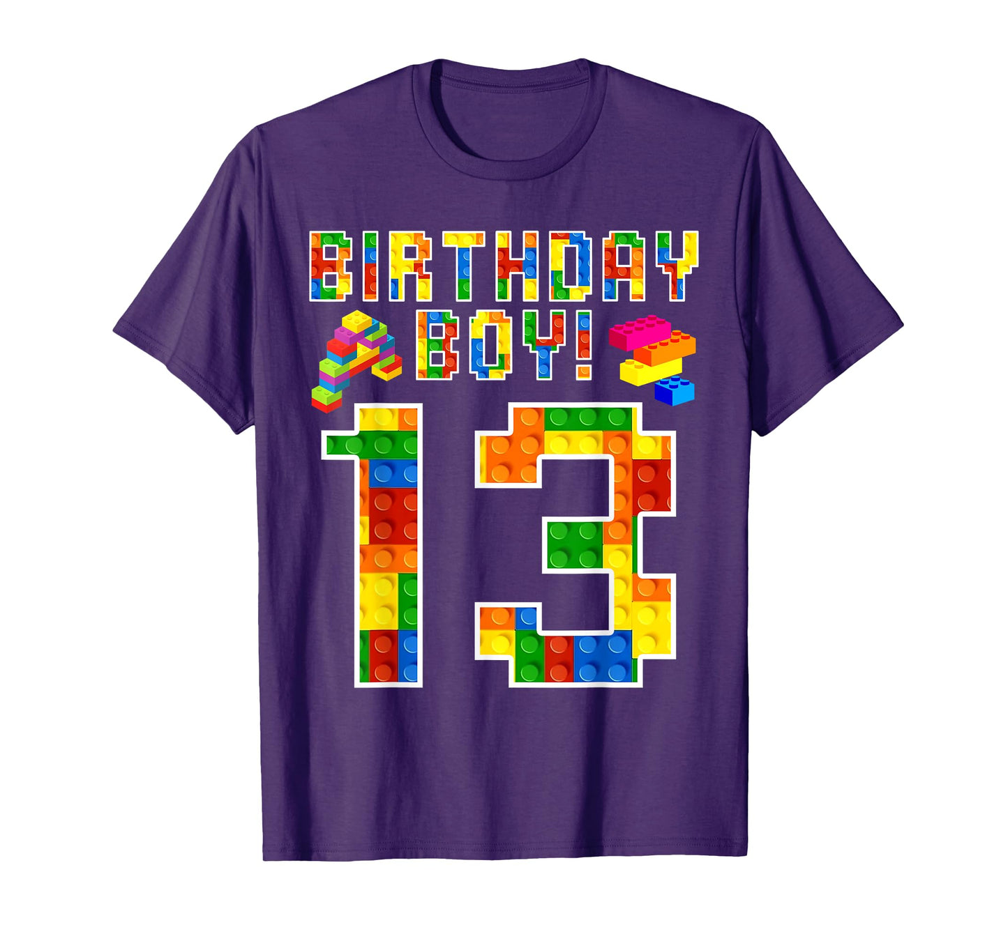 Perfect 13th Birthday 13 Years Old Block Building Boy Kids T-Shirt