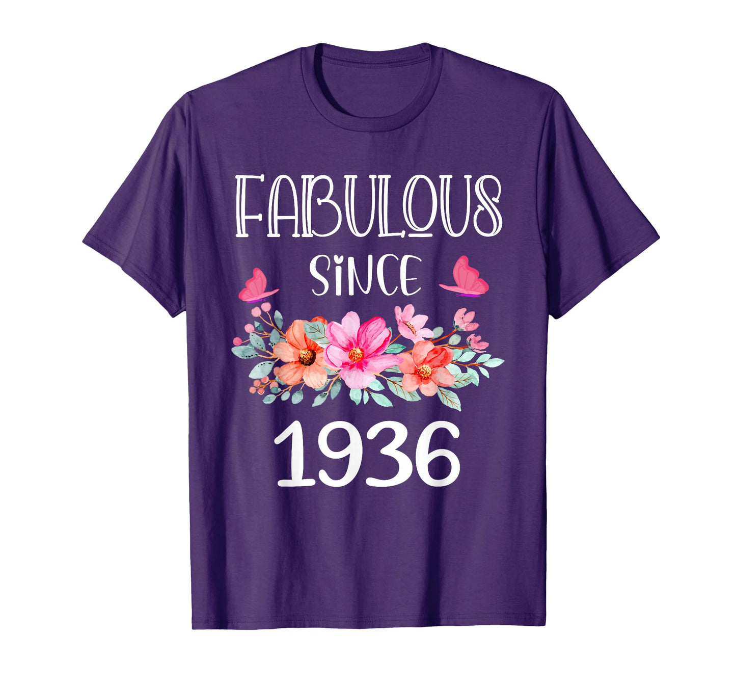 Fabulous Since 1936 Women 89 Years Old Floral 89th Birthday T-Shirt