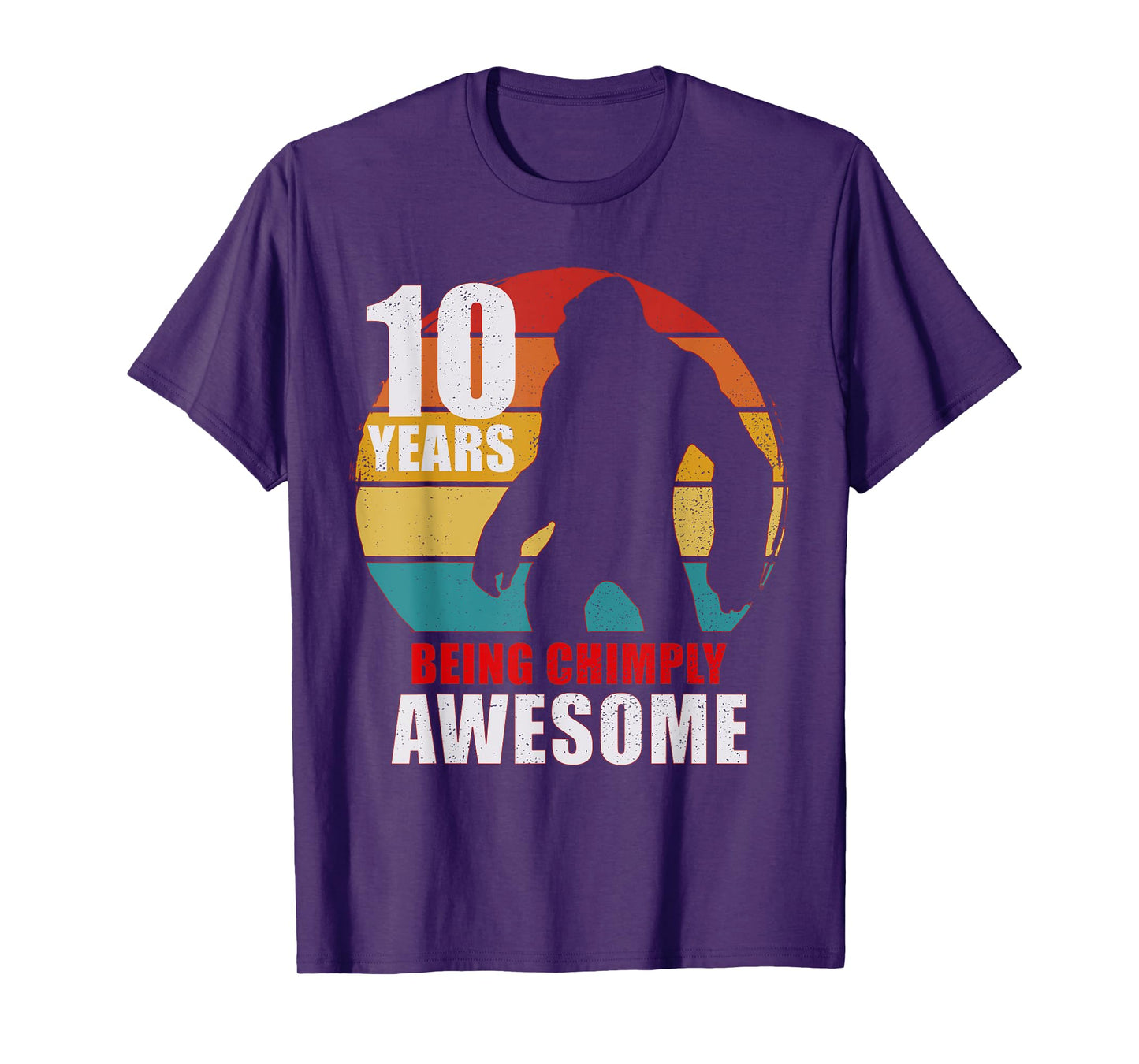 10 Years Old Being Chimply Awesome 10th Birthday Monkey T-Shirt