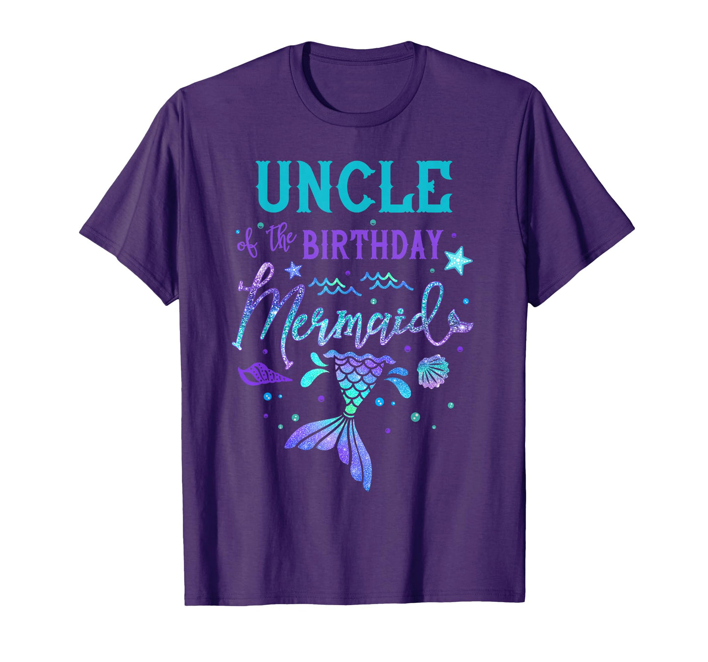 Uncle Of The Birthday Mermaid Theme Party Squad Security T-Shirt