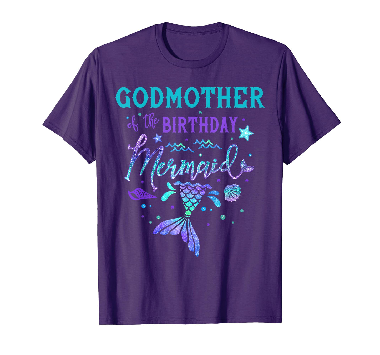 Godmother Of The Birthday Mermaid Theme Party Squad Security T-Shirt