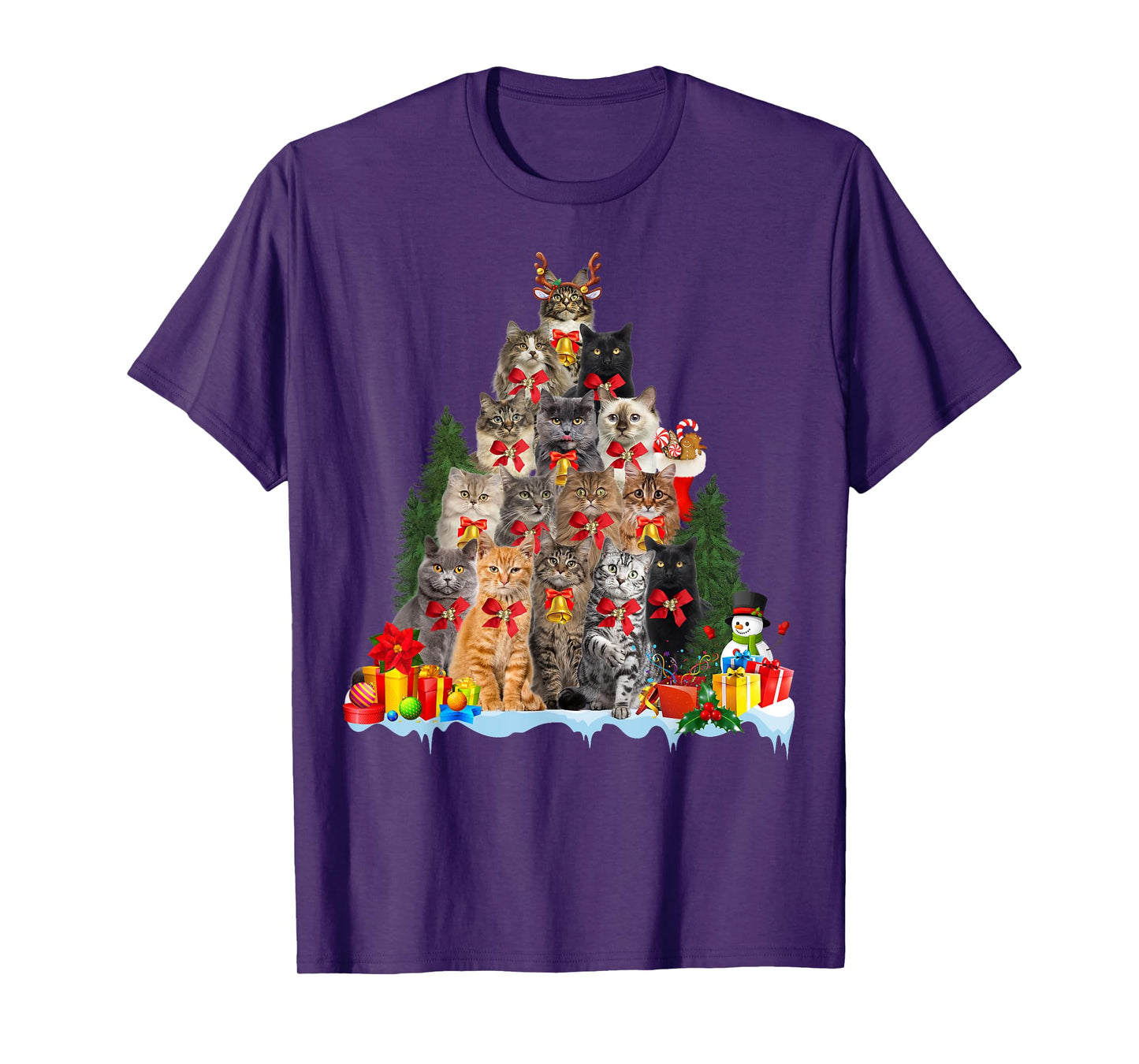 Christmas Pajama Cat Xmas Tree Ornament Cat Lover, Cat Mom T-Shirt