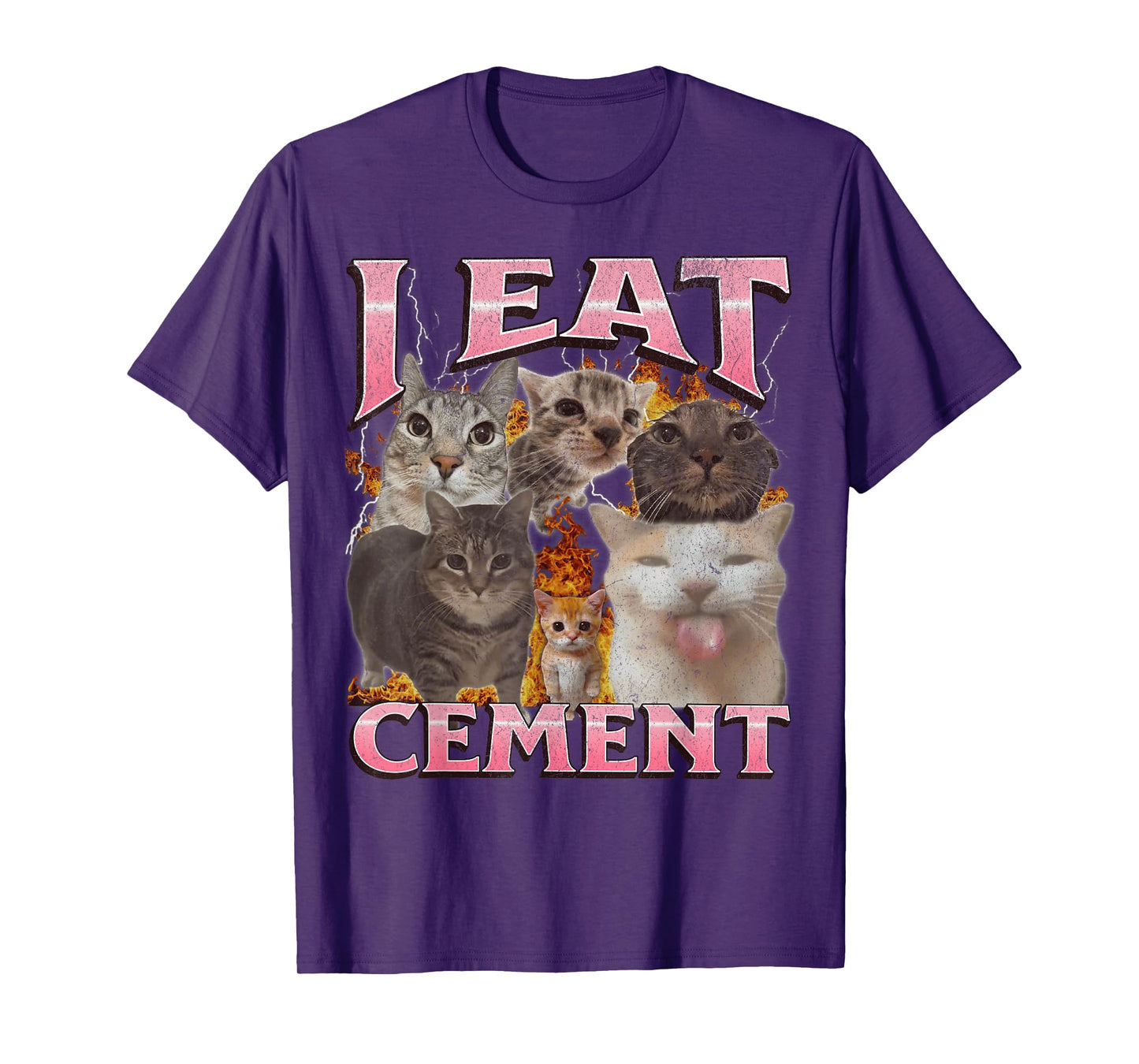 I Eat Cement Funny Cat Meme Bootleg Graphic T-Shirt