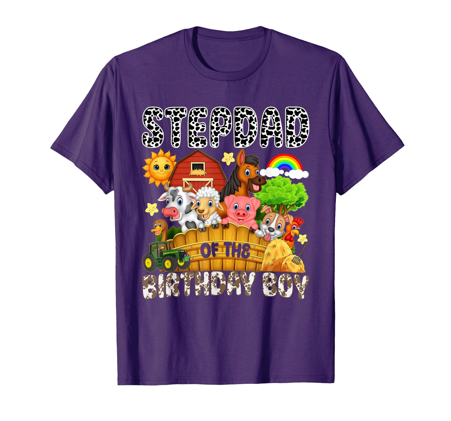 Stepdad of The Bday Boy Farm Animals Matching Farm Theme T-Shirt