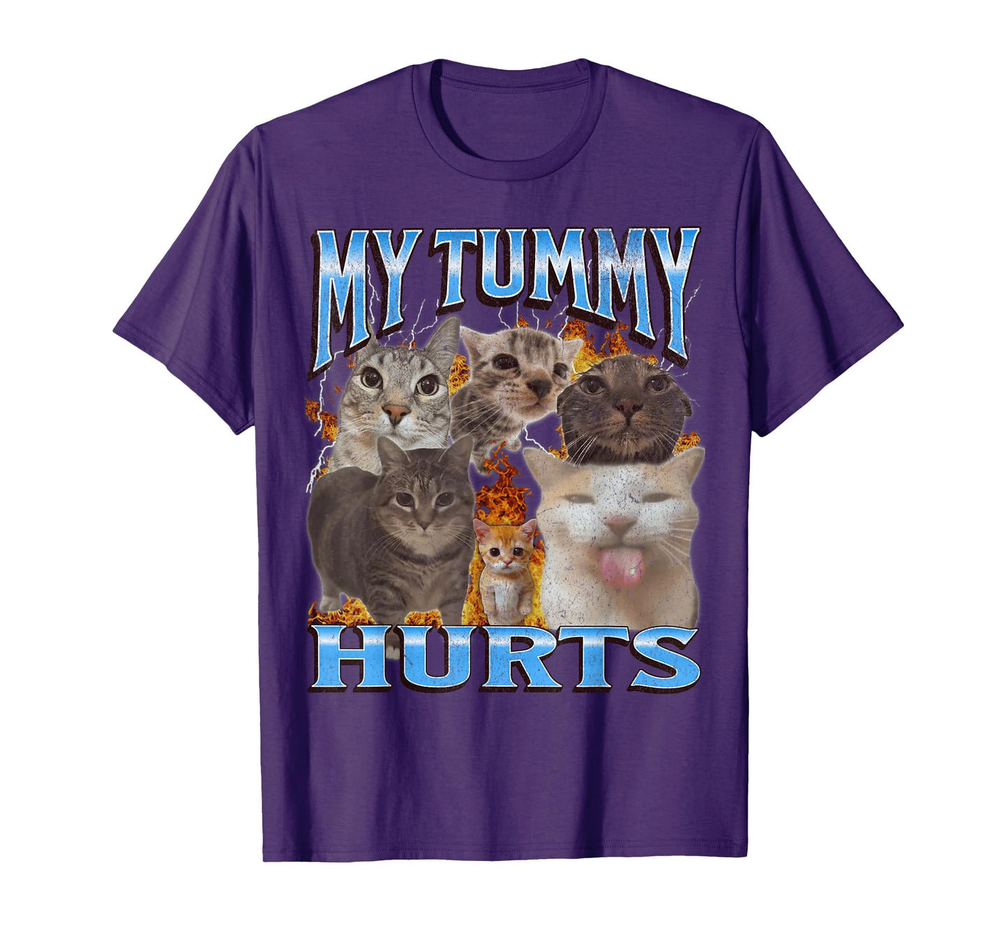 My Tummy Hurts Funny Cat Meme Bootleg Graphic T-Shirt