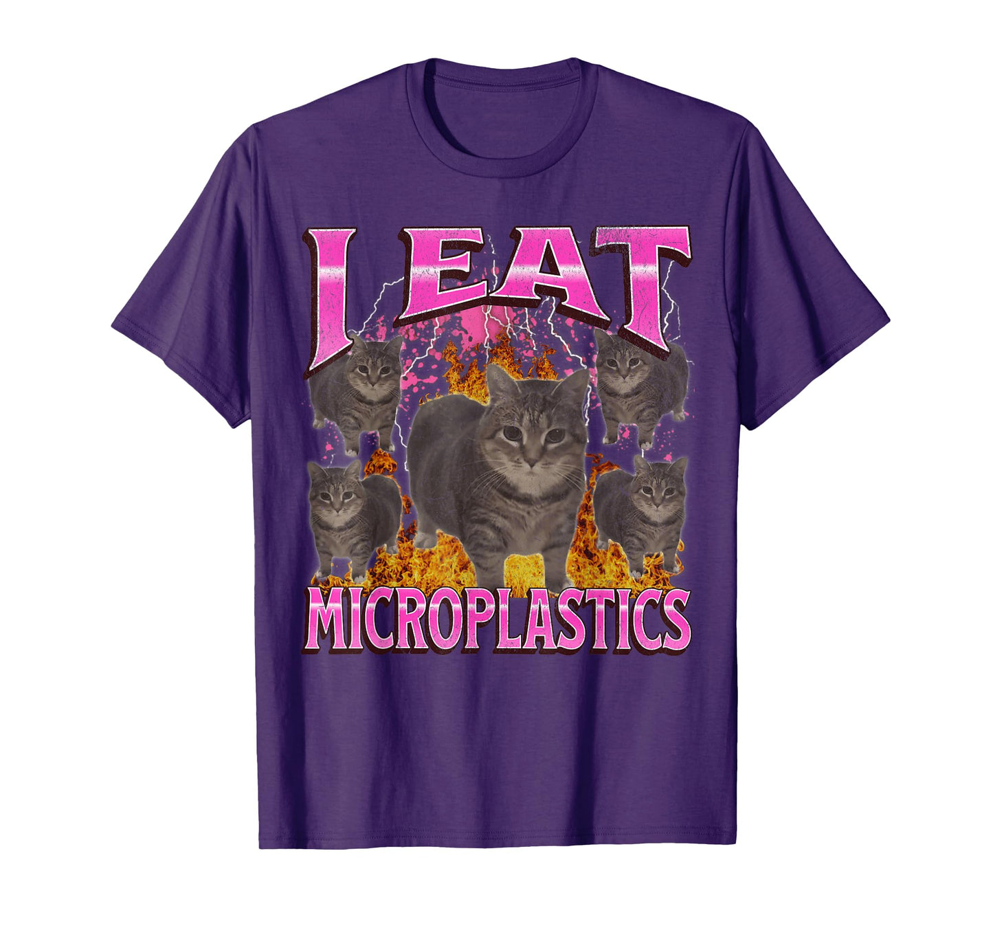 I Eat Microplastics Funny Cat Meme Bootleg Graphic Men Women T-Shirt