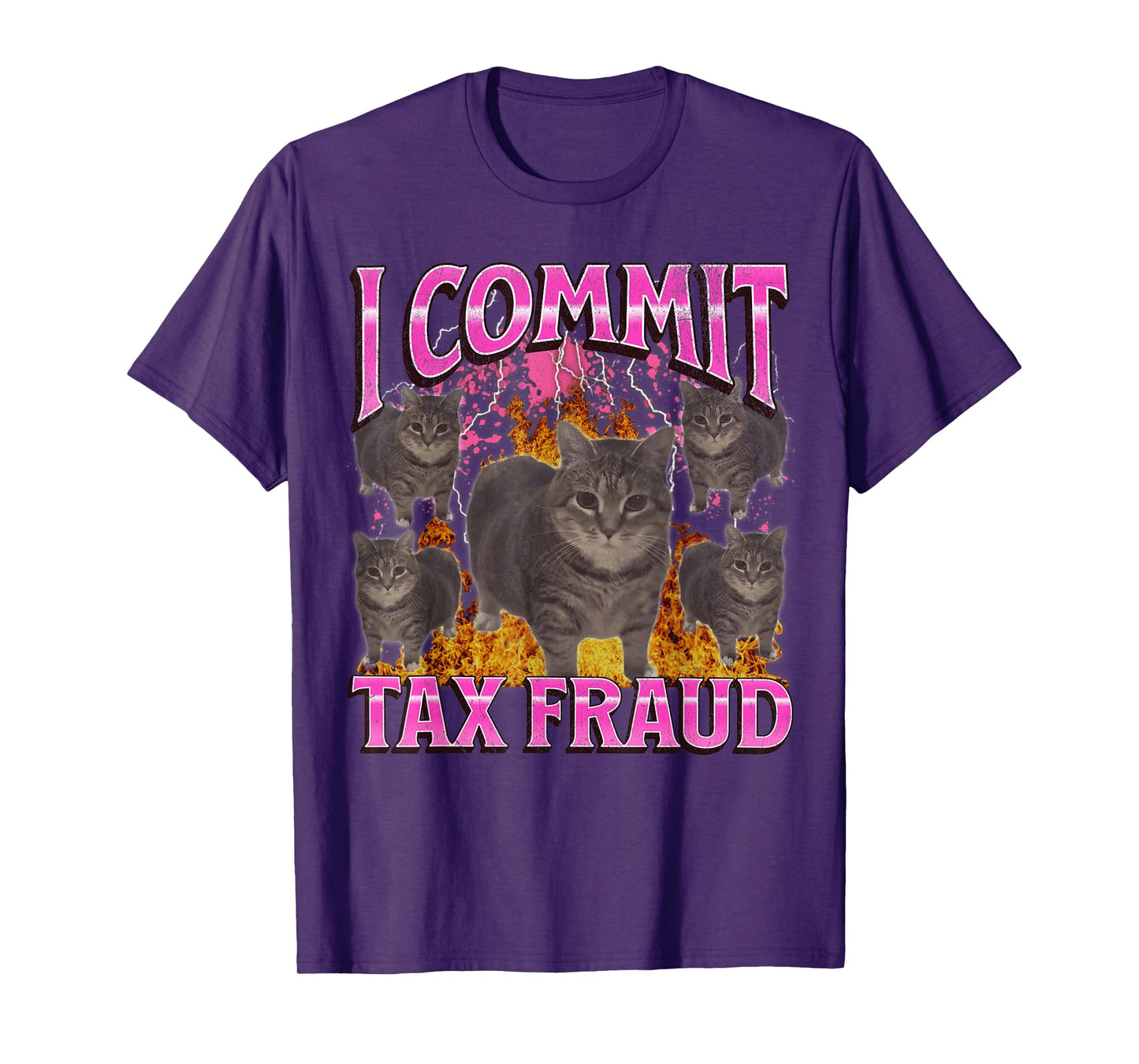 I Commit Tax Fraud Funny Oia Oia Cat Meme Bootleg Graphic T-Shirt