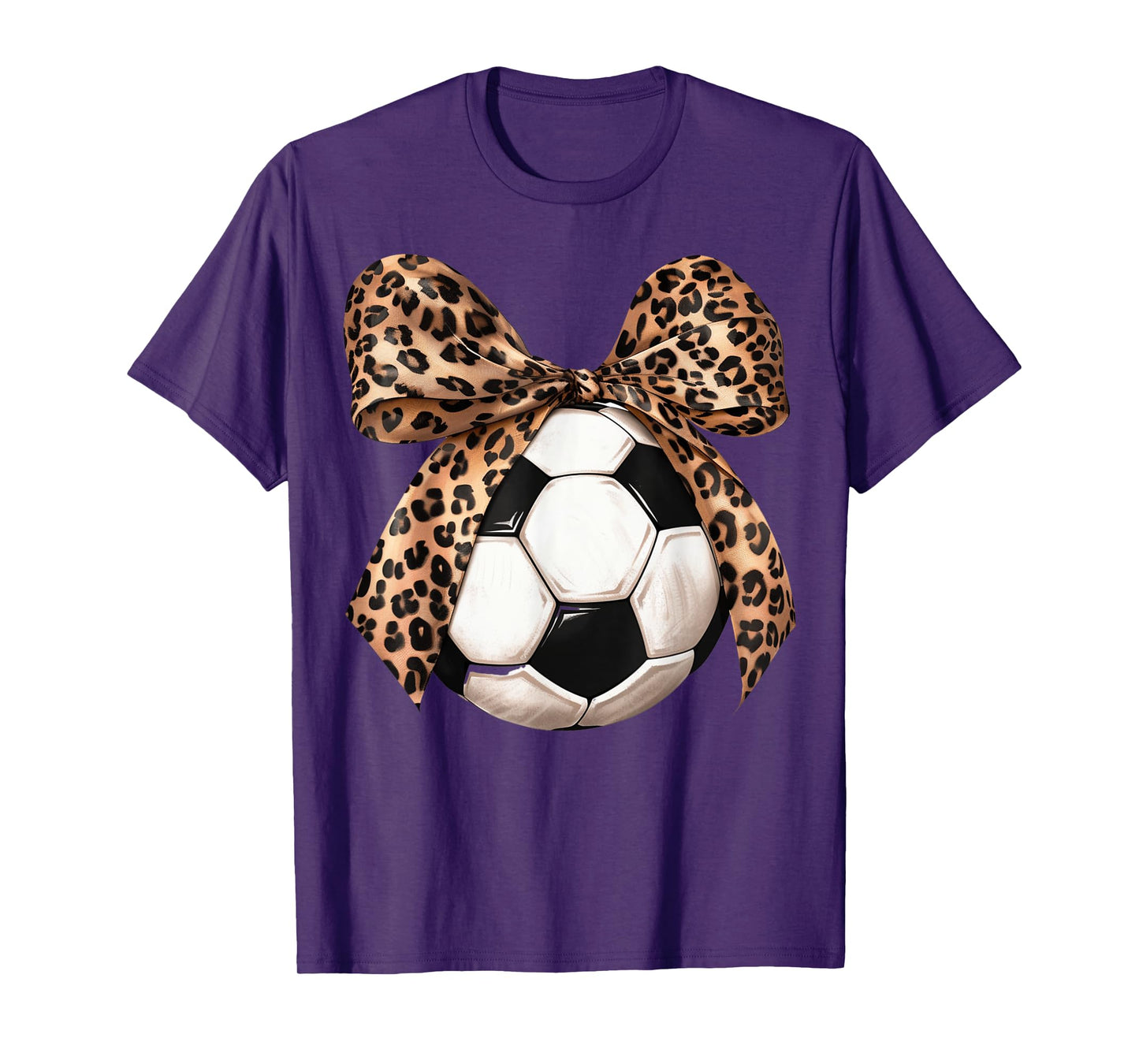 Girls Soccer Coquette Bow Leopard Cheetah Print Daughter T-Shirt