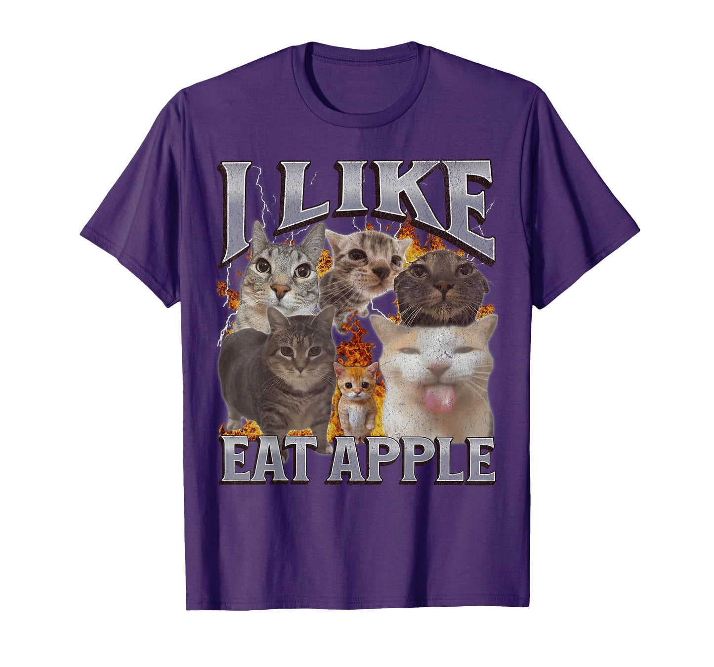 I Like Eat Apple Funny Cat Meme Bootleg Graphic Men Women T-Shirt