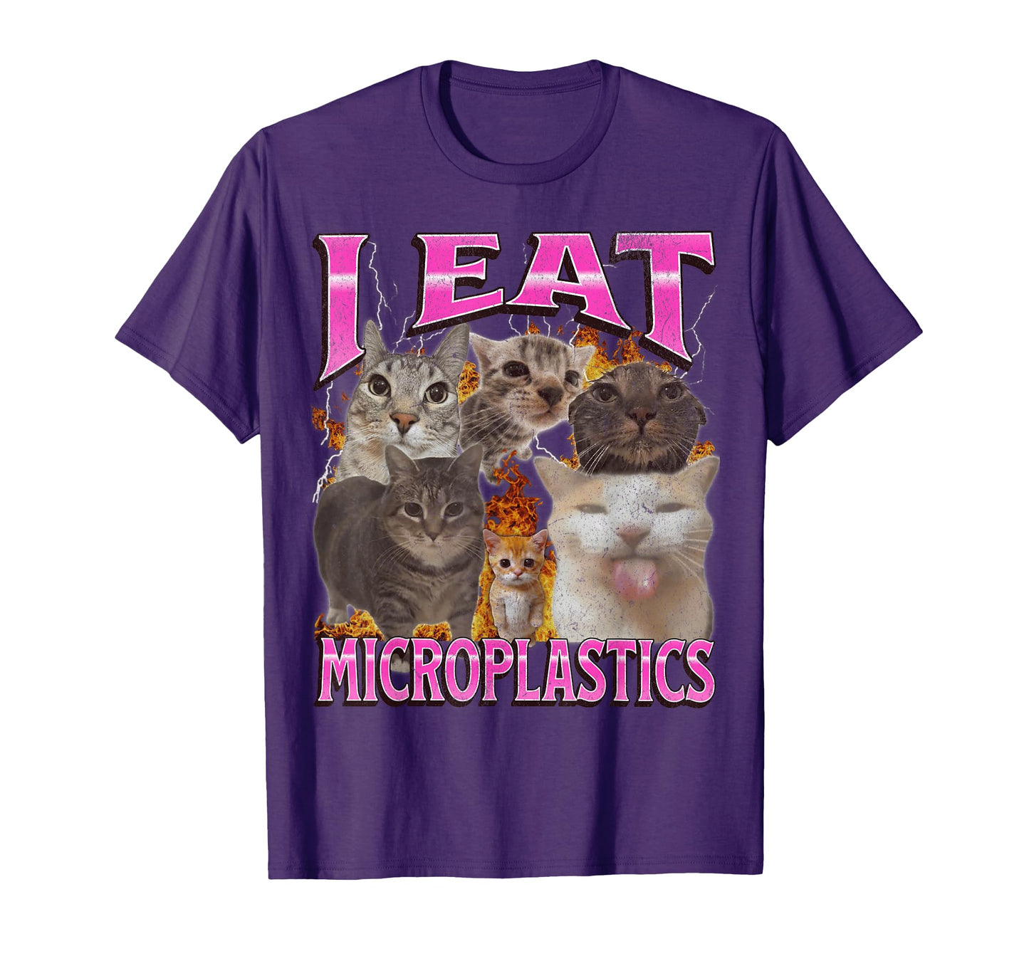 I Eat Microplastics Funny Cat Meme Bootleg Graphic Men Women T-Shirt