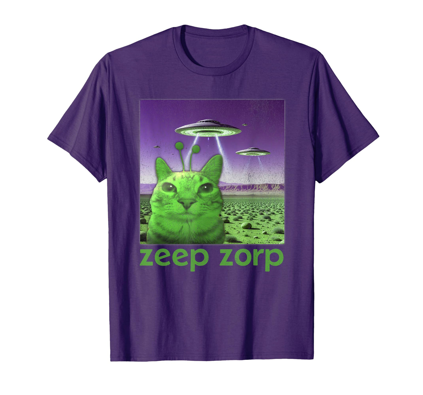 Funny Alien Cat Meme Graphic T-Shirt