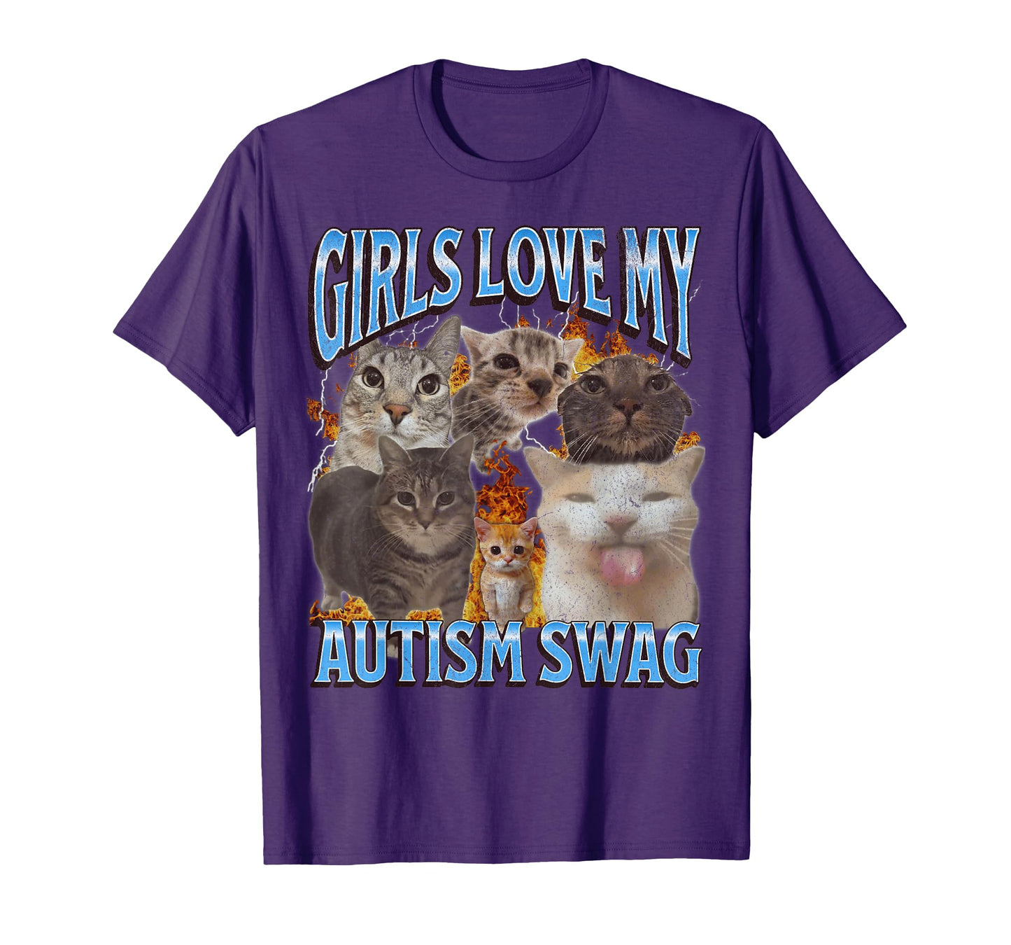 Girls Love My Autism Swag Funny Cat Meme Bootleg Graphic T-Shirt