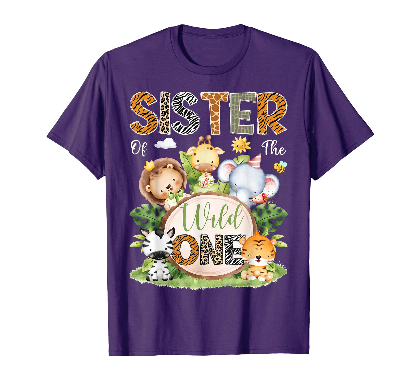 Sister Of The Wild One 1St Birthday Kids Safari Jungle T-Shirt