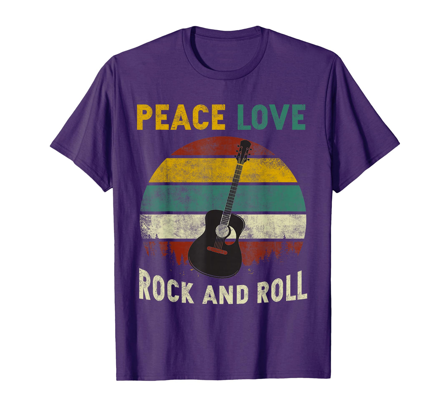 Peace Love Rock and Roll Guitar Player Guitarist Vintage T-Shirt