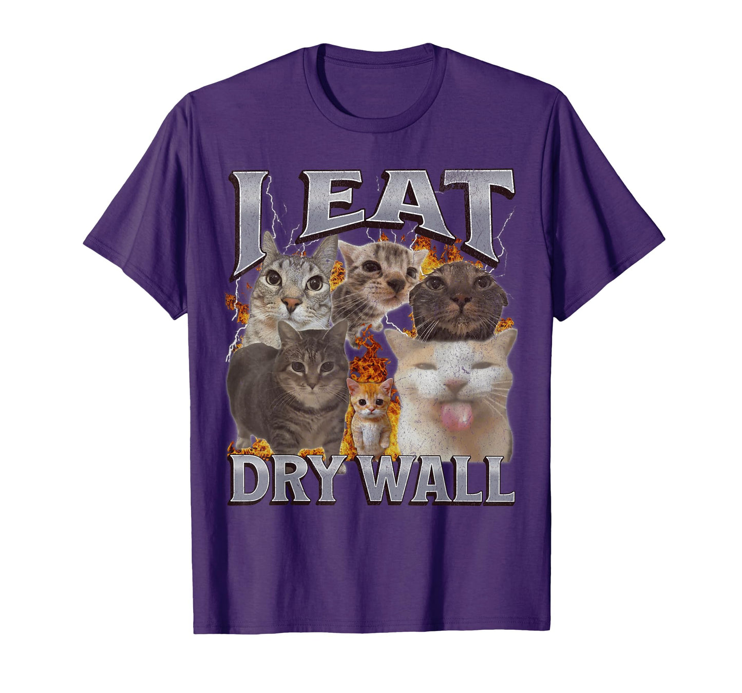 I Eat Dry Wall Funny Cat Meme Bootleg Graphic Men Women T-Shirt