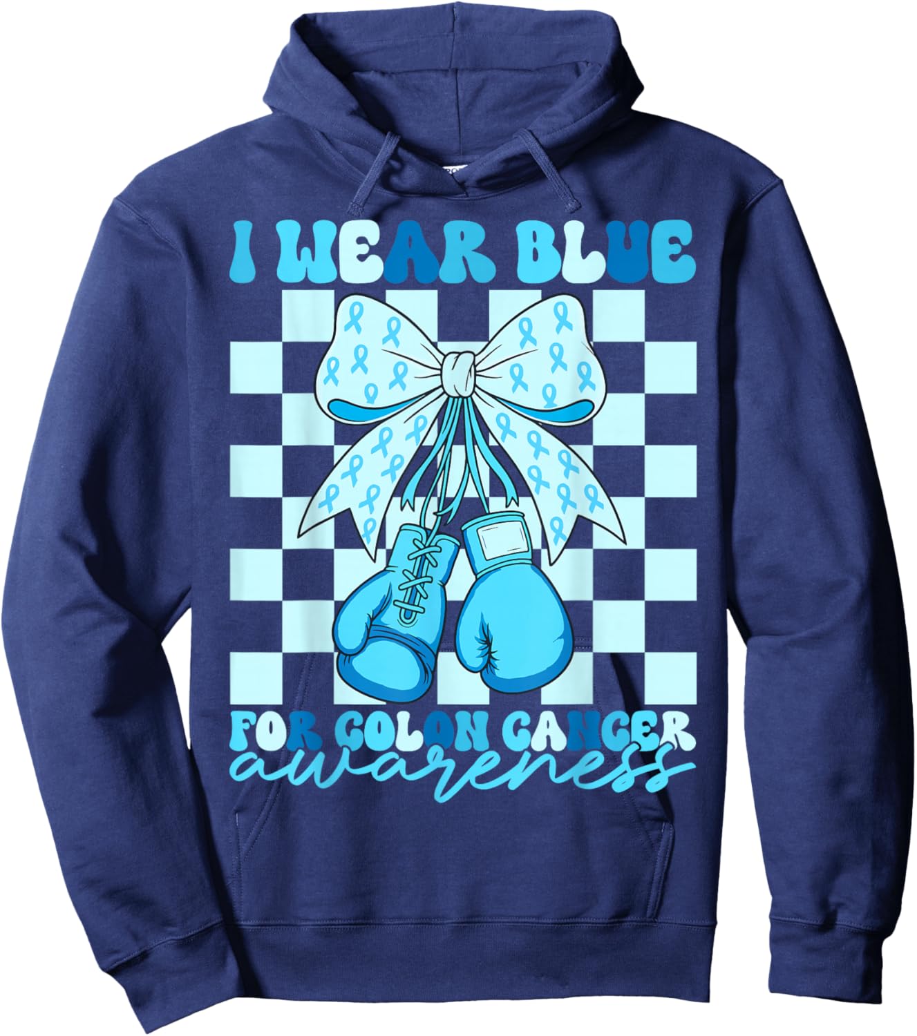 I Wear Blue for Colon Awareness Coquette Boxing Gloves Women T-Shirt - Hoodie | Navy