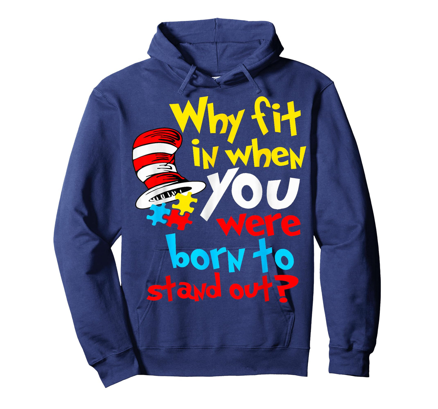 Why Fit in Doctor Teacher Cat in Hat Cool Autism Awareness T-Shirt