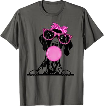 German Shorthaired Pointer with bubble gum bandana glasses T-Shirt