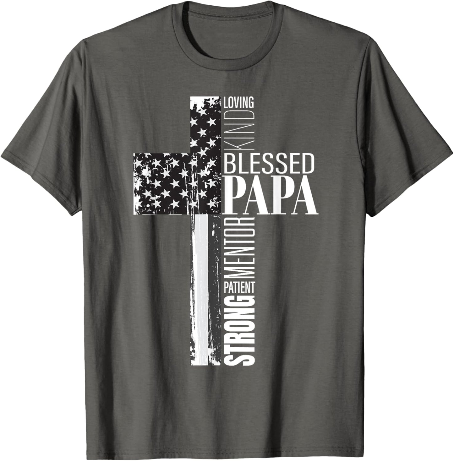 Blessed Papa American Flag Christian Religious Fathers Day T-Shirt