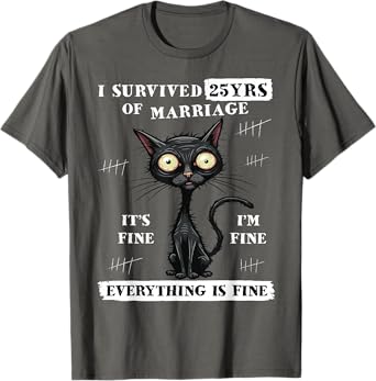 I Survived 25 Years Of Marriage Funny Silver Wedding Husband T-Shirt
