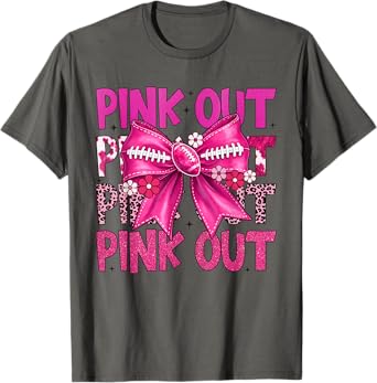Pink Out Football Shirt with Bow for Women Girls T-Shirt