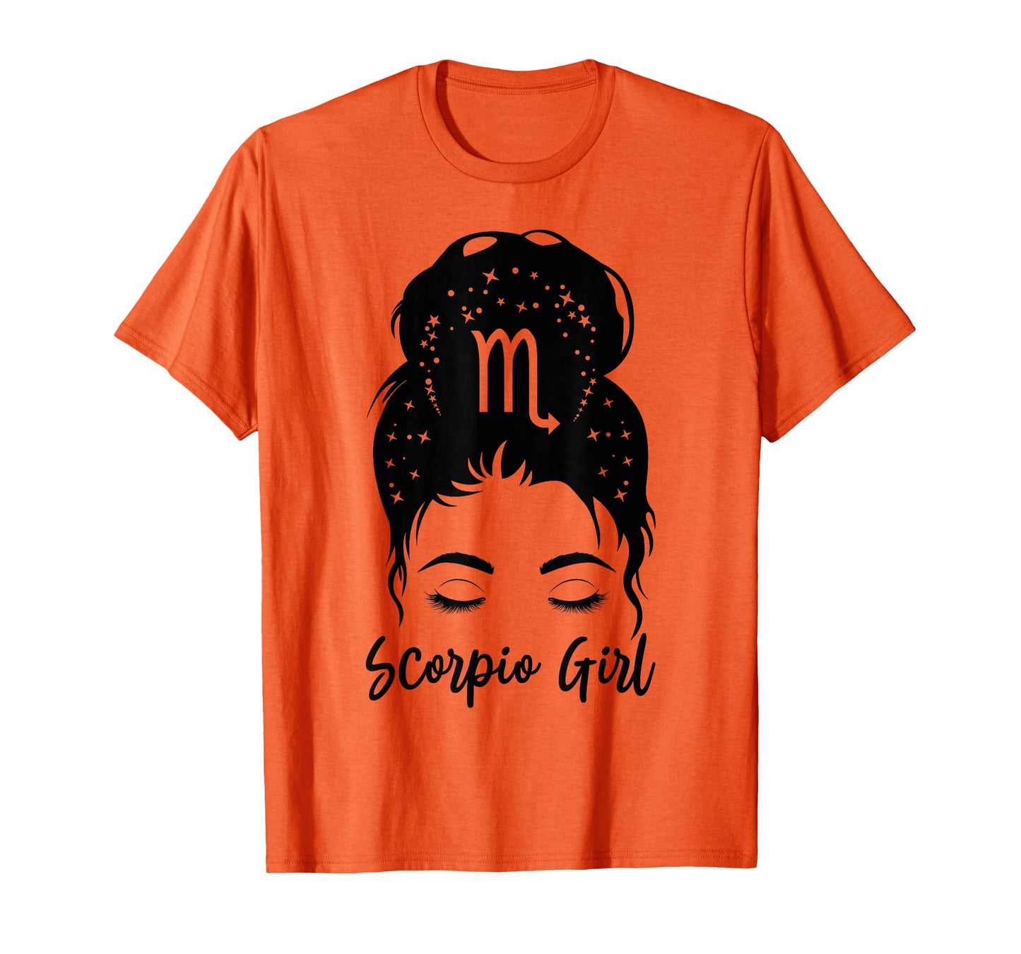 Scorpio Girl Messy Bun Zodiac Symbol Woman Birthday Costume T-Shirt