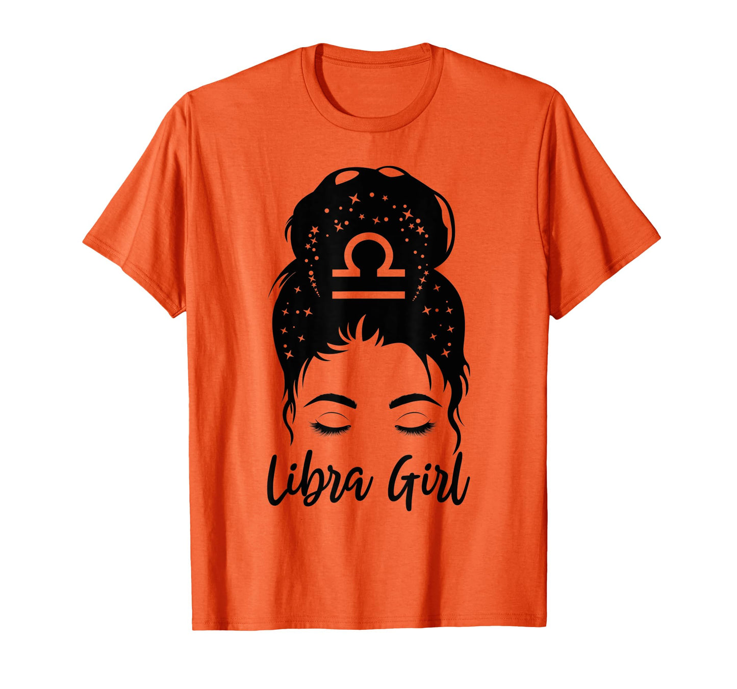 Libra Girl Messy Bun Zodiac Symbol Woman Birthday Costume T-Shirt