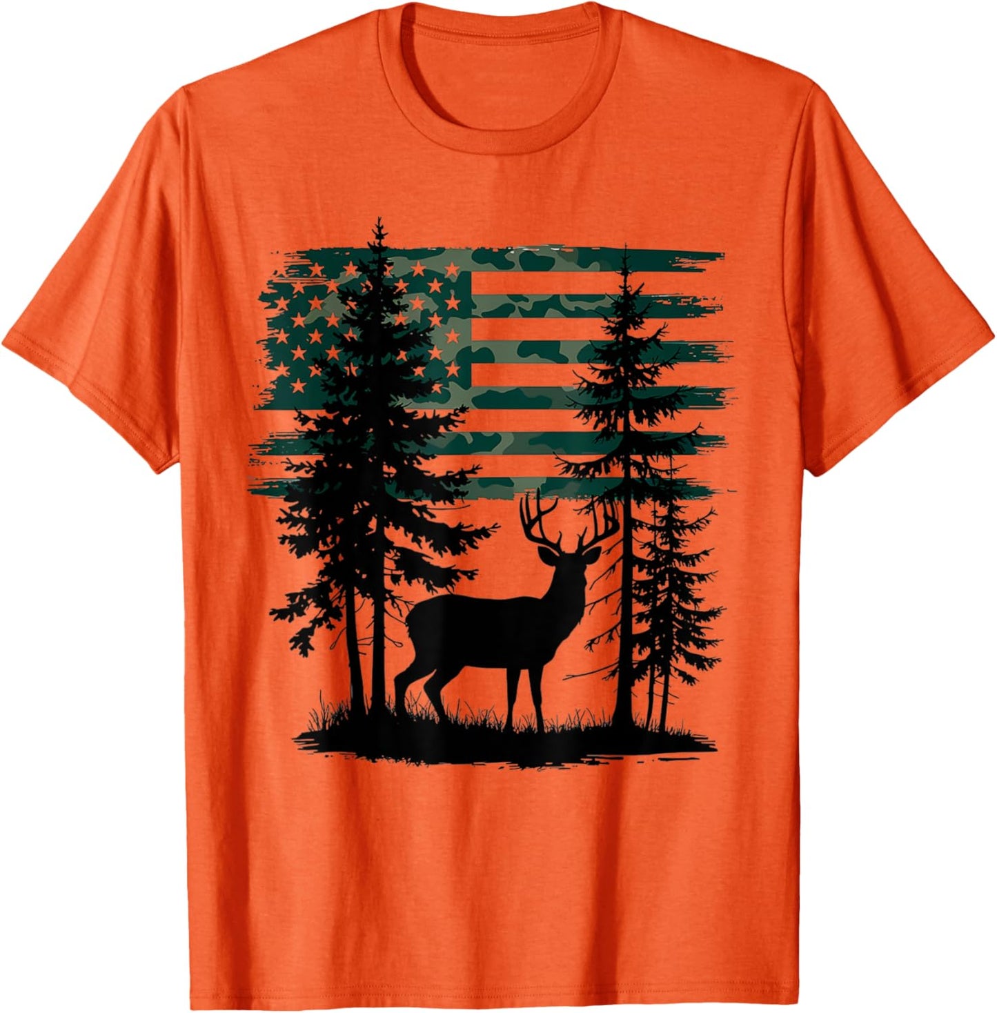 Men Kids Boys Hunting Shirt Deer Hunters Toddler Camo Flag T-Shirt