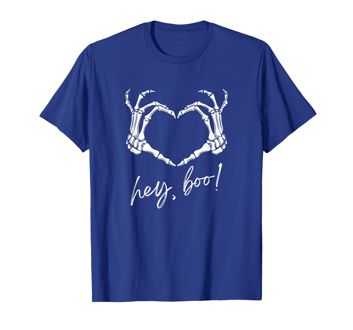 Skeleton Hands Heart Hey Boo Funny Halloween Men Women T-Shirt
