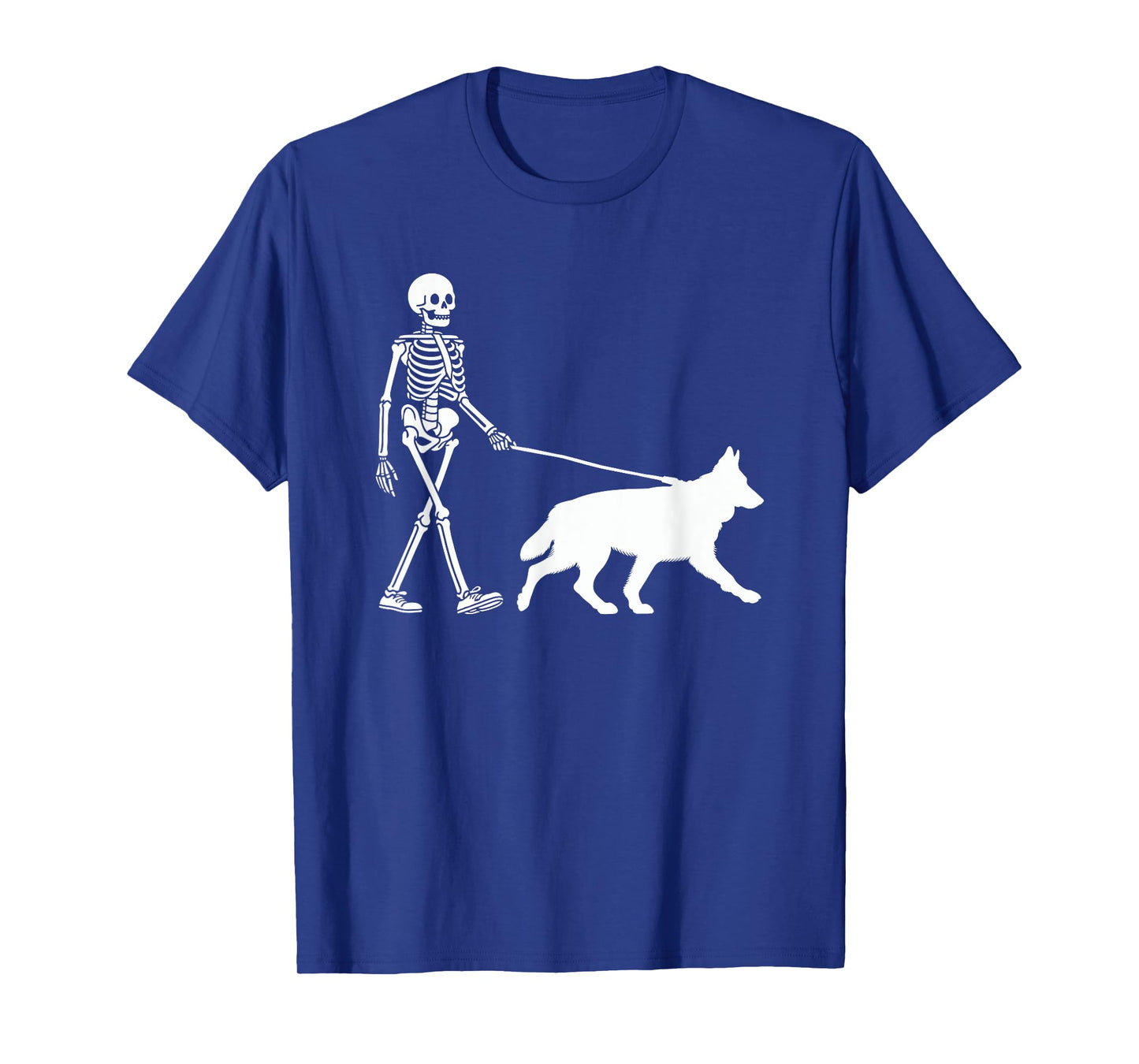 Skeleton Walking a Dog German Shepherd Halloween Outfit T-Shirt