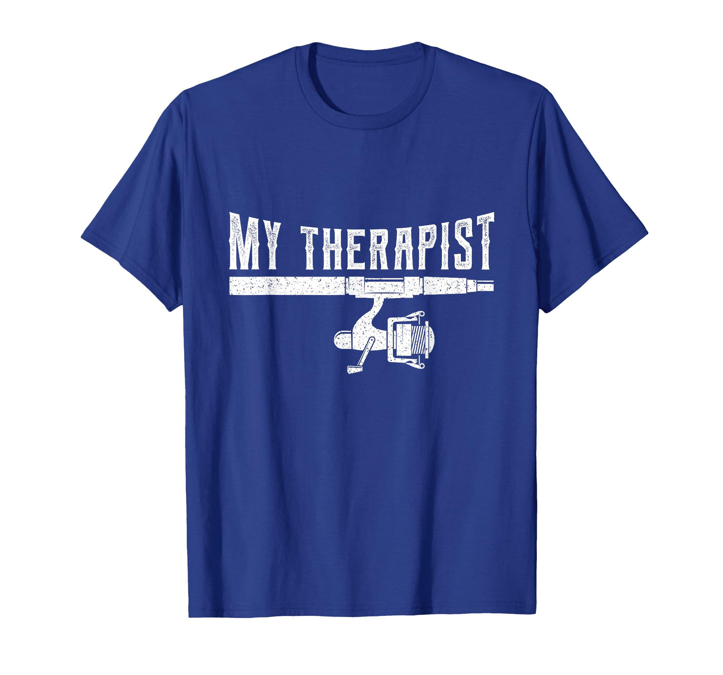 Fisherman Fishing Gift for Men & Women Unisex-Adults Fishing Enthusiasts Black Cotton Blend, Polyester Short Sleeve T-Shirt Funny Fishing Rod Angler My Therapist T-Shirt