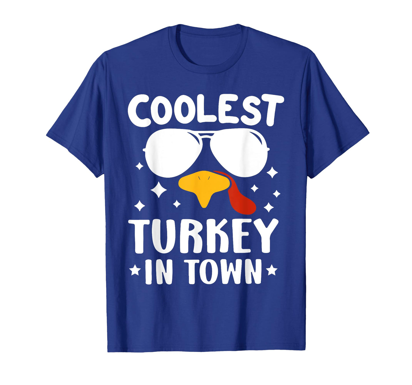 Funny Coolest Turkey In Town Tee Shirt - Unisex Adults Thanksgiving T-Shirt - Black - Small - Short Sleeve - T-Shirt - Solid - Retro - Fall