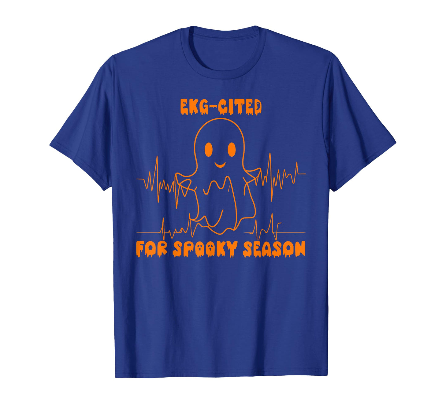 Heartbeat EKG Cited Spooky Cardiac Nurse Ghost Halloween T-Shirt
