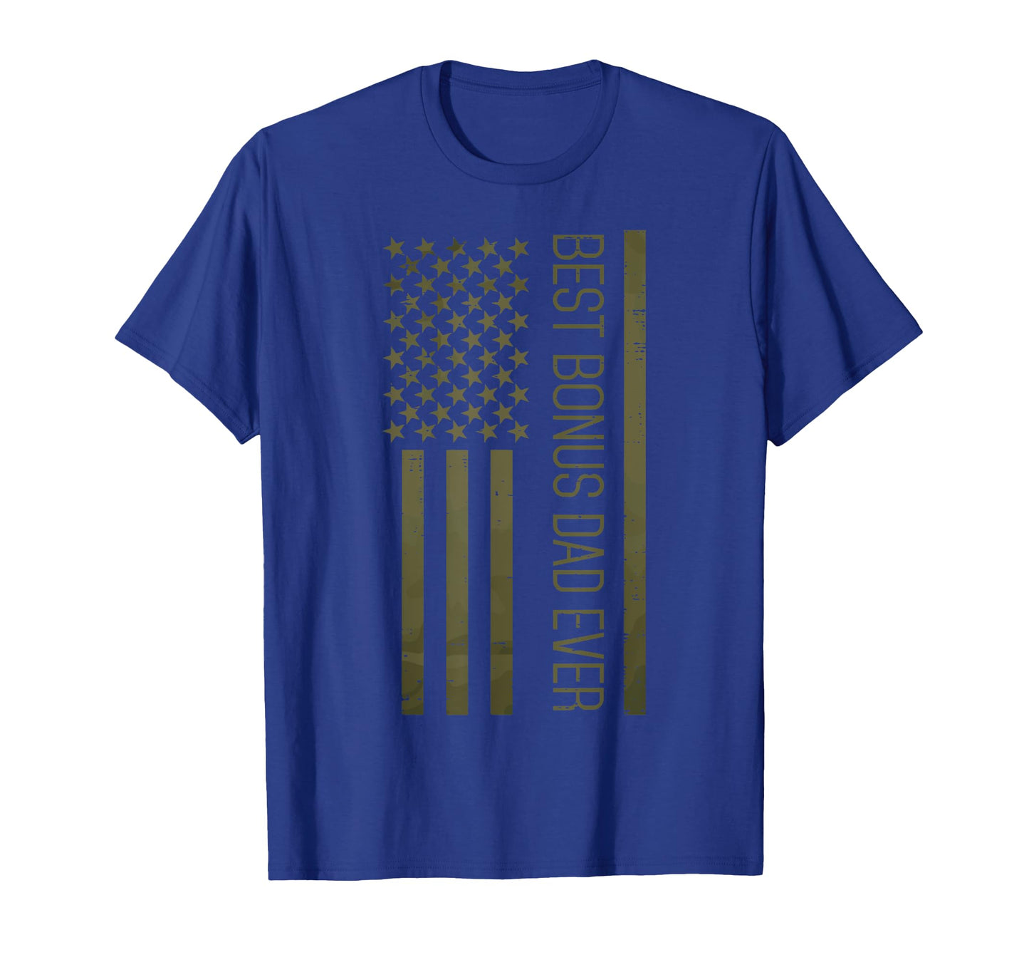 Fathers Day Best Bonus Dad Ever America Flag Stepdad Patriot T-Shirt