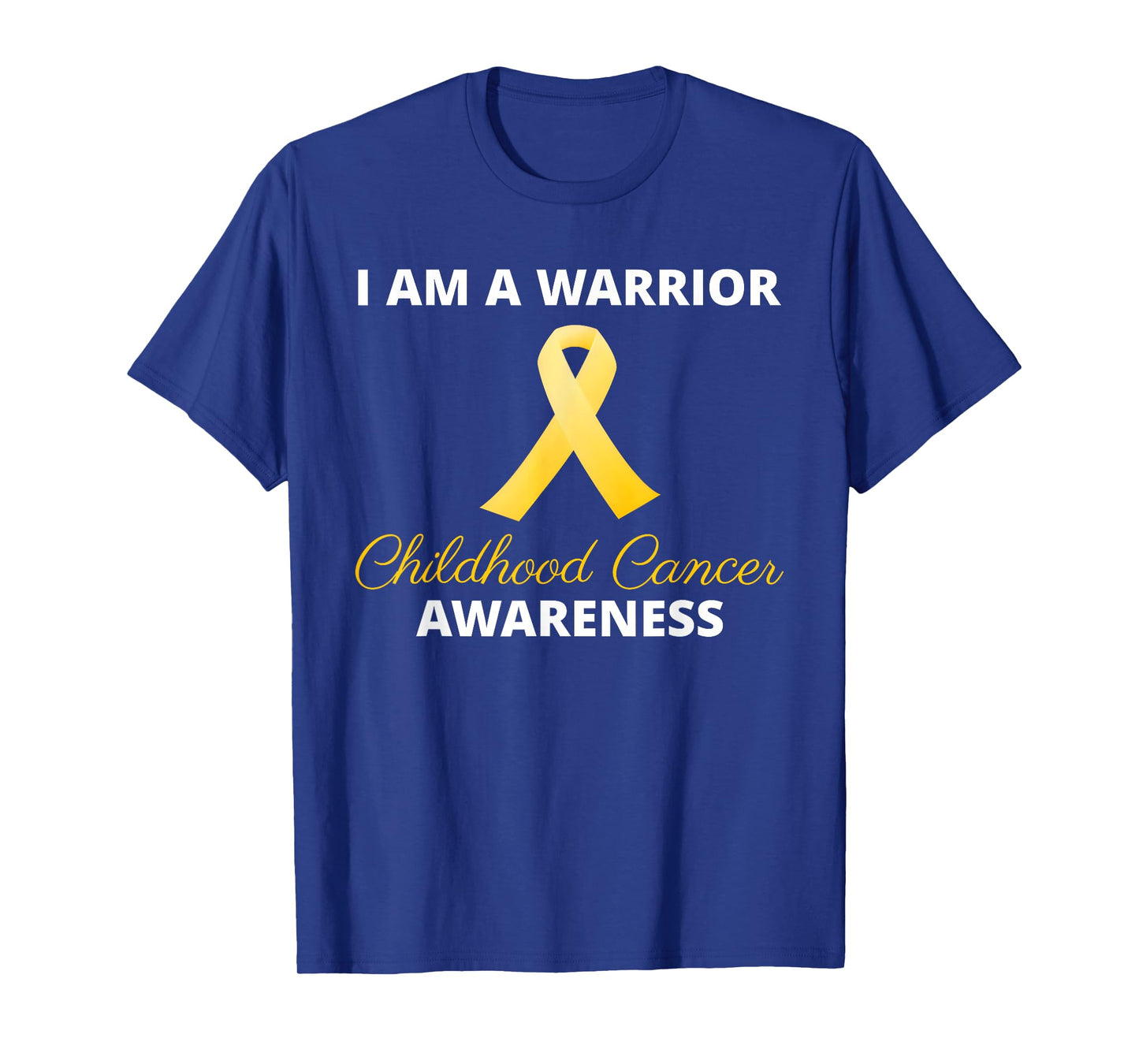 I Am A Warrior Childhood Cancer Awareness Gold Ribbon Kids T-Shirt