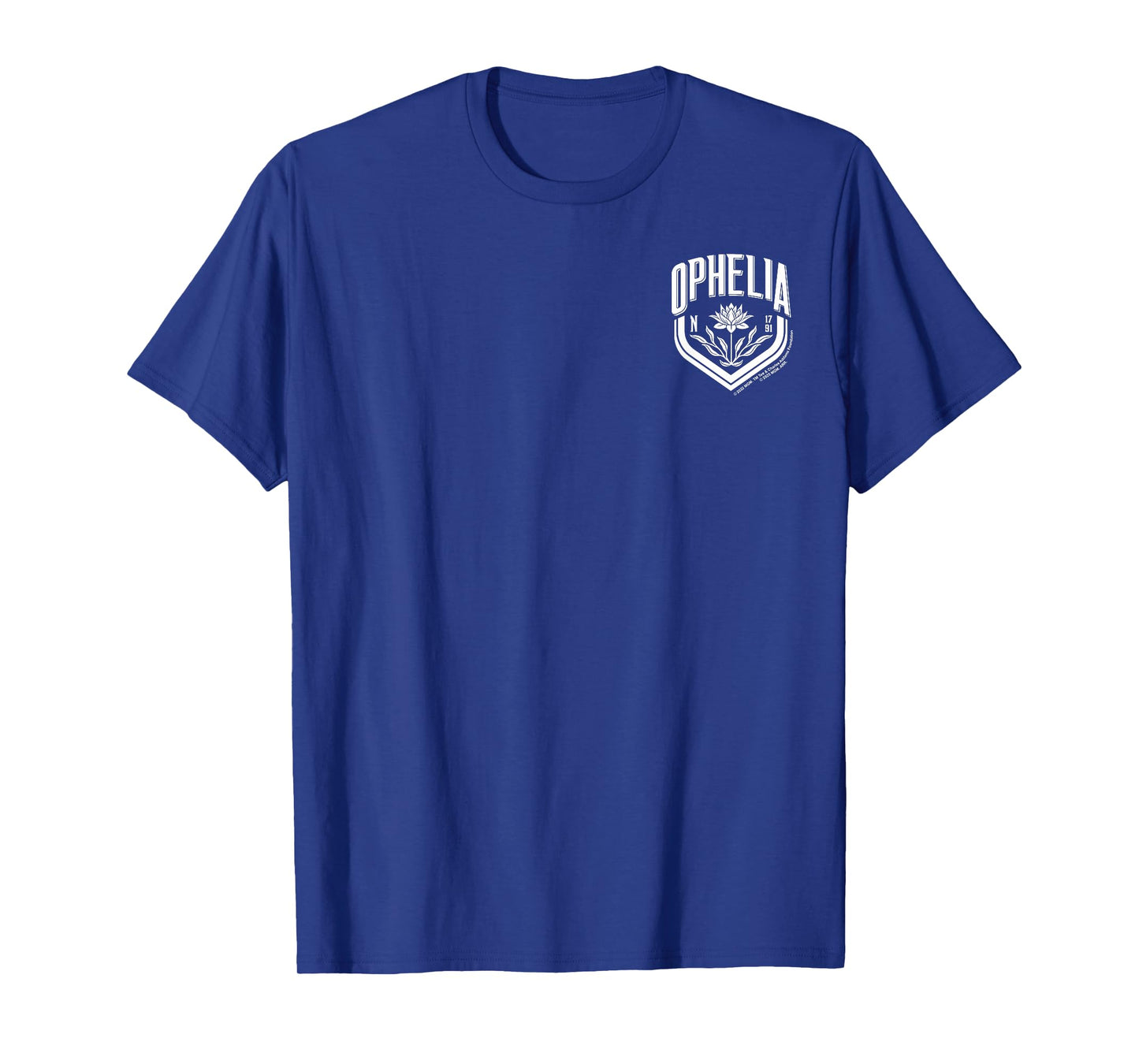 Wednesday Season 2 Ophelia Left Pocket Retro White Logo T-Shirt
