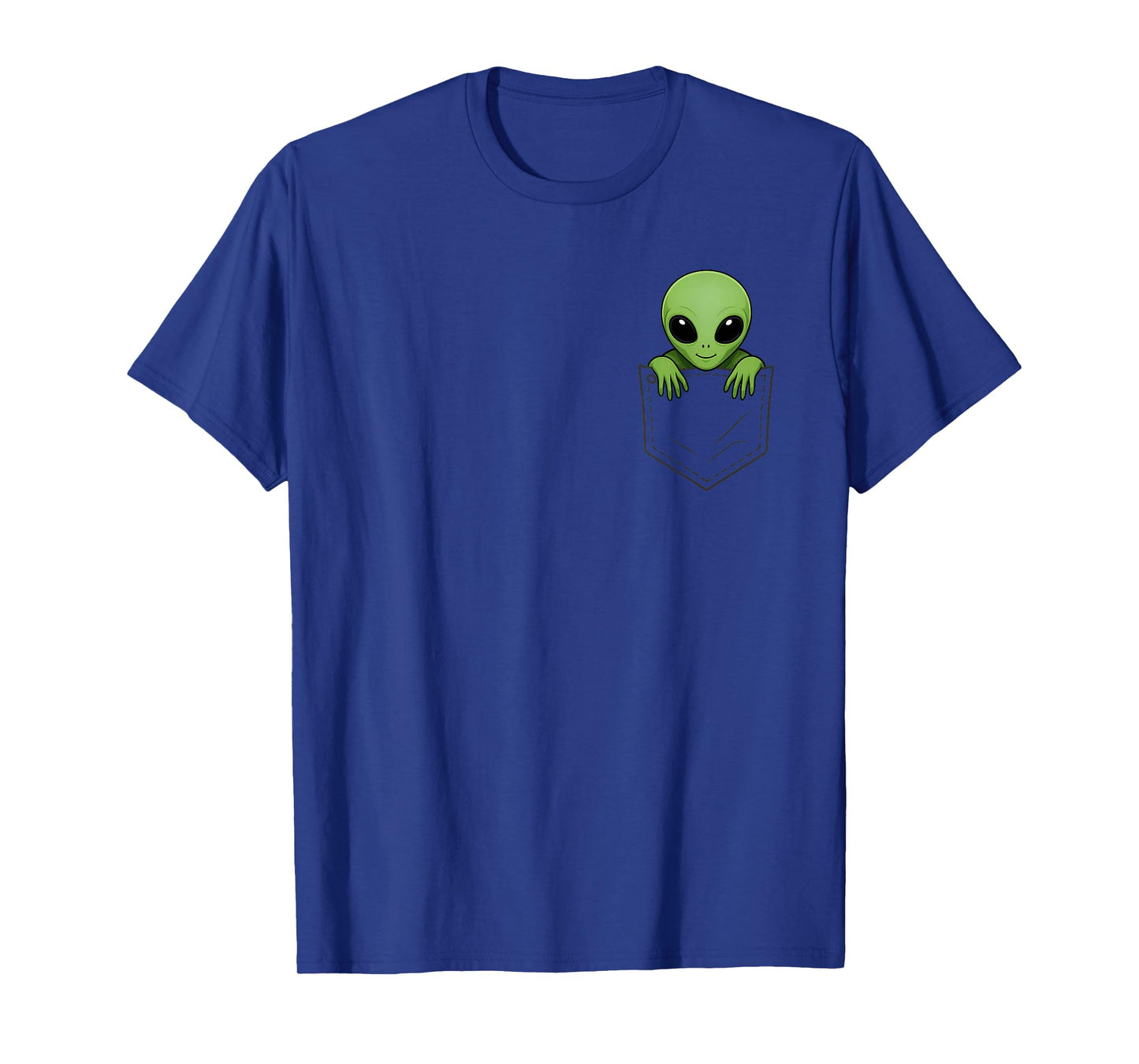 Funny Green Alien Head Peeking in Pocket UFO Men Women Kids T-Shirt