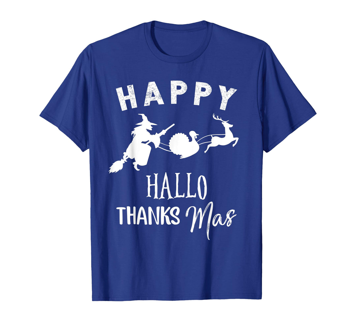 Happy Hallothanksmas Halloween Witch Thanksgiving Turkey T-Shirt