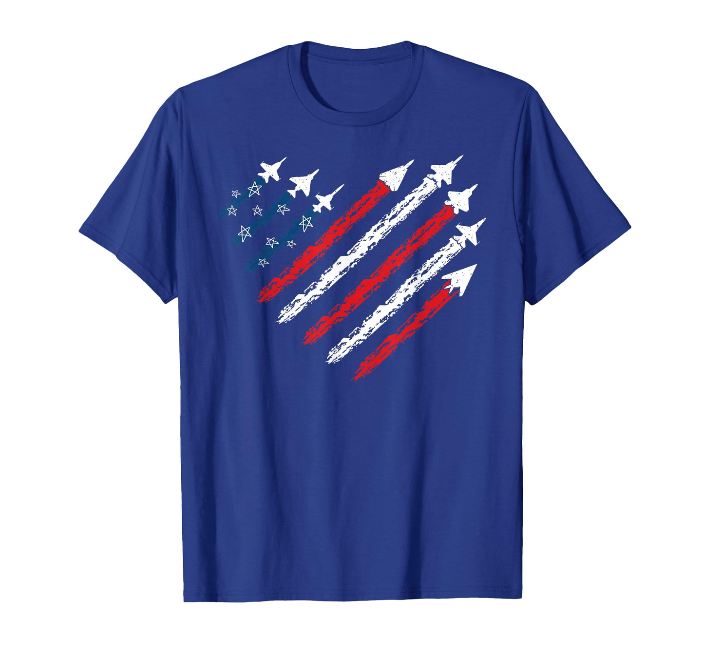 Retro Fighter Jet Airplane American Flag Heart 4th Of July T-Shirt