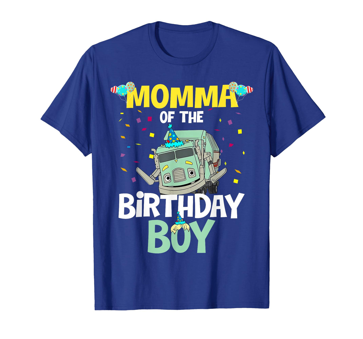 Momma Of The Birthday Boy Garbage Truck Recycling Trash T-Shirt