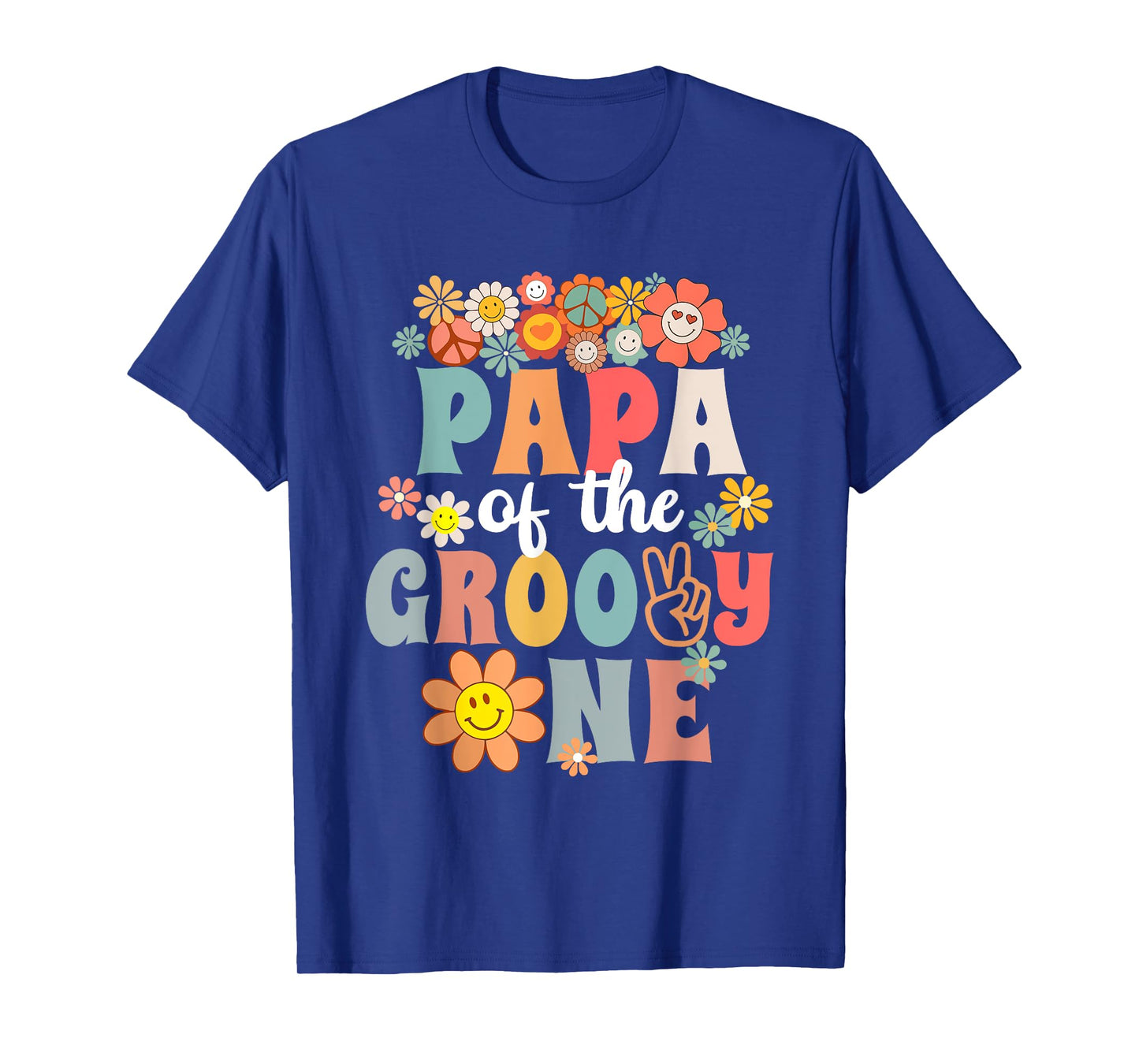 Retro Papa of Groovy One Matching Family 1st Birthday Party T-Shirt