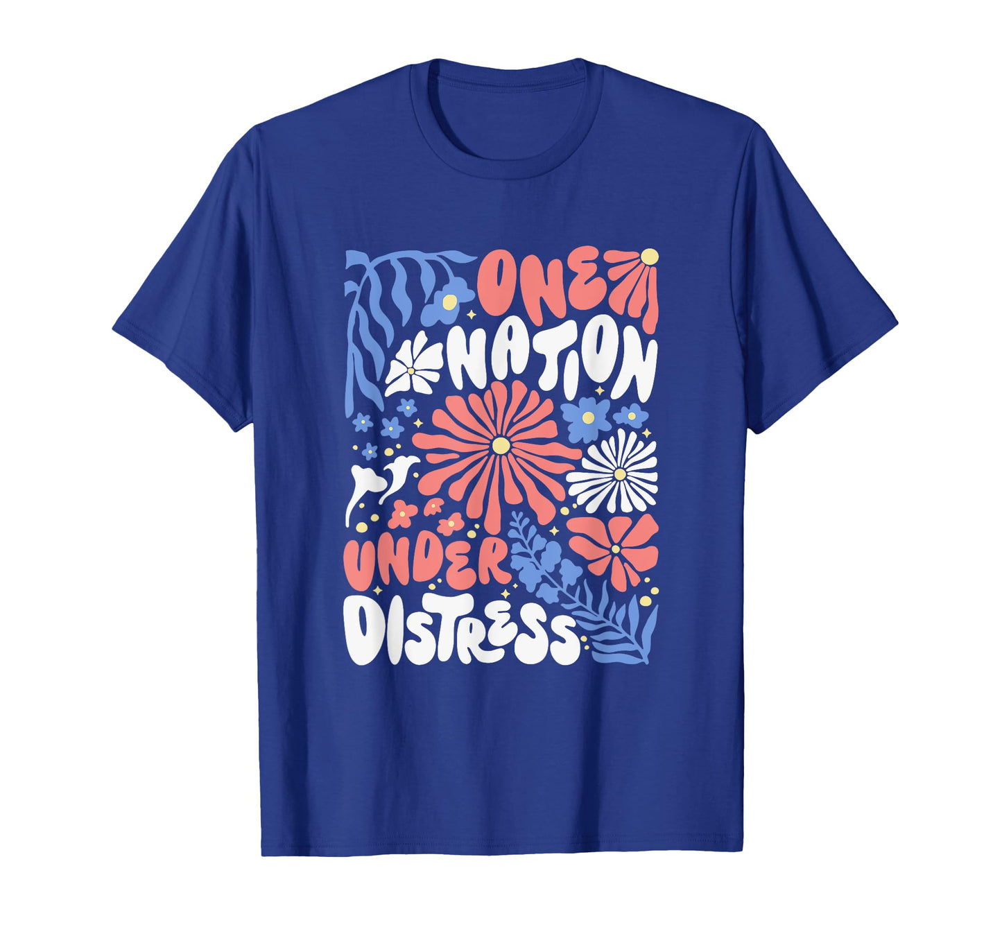 One Nation Under Distress Floral America Flag Christian T-Shirt