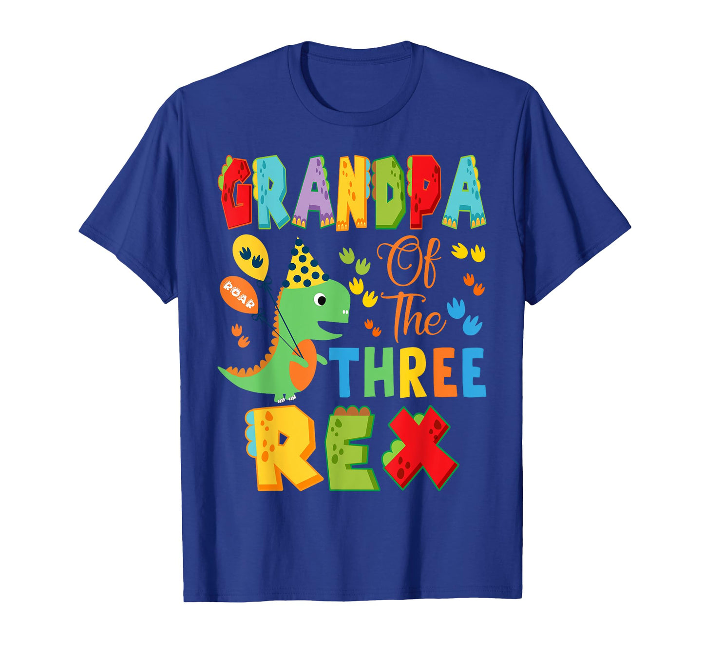 Grandpa of The Three Rex 3Rd Birthday Boy Dinosaur T-Rex T-Shirt