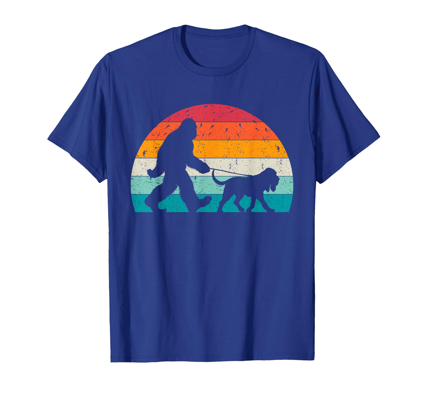 Bigfoot Walking a Dog Funny Bloodhound Lovers Dog Dad T-Shirt
