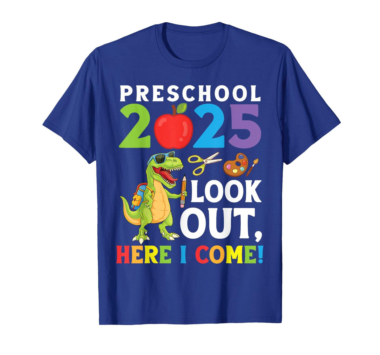 Preschool 2025 Dinosaur Student Look Out Here I Come T-Shirt
