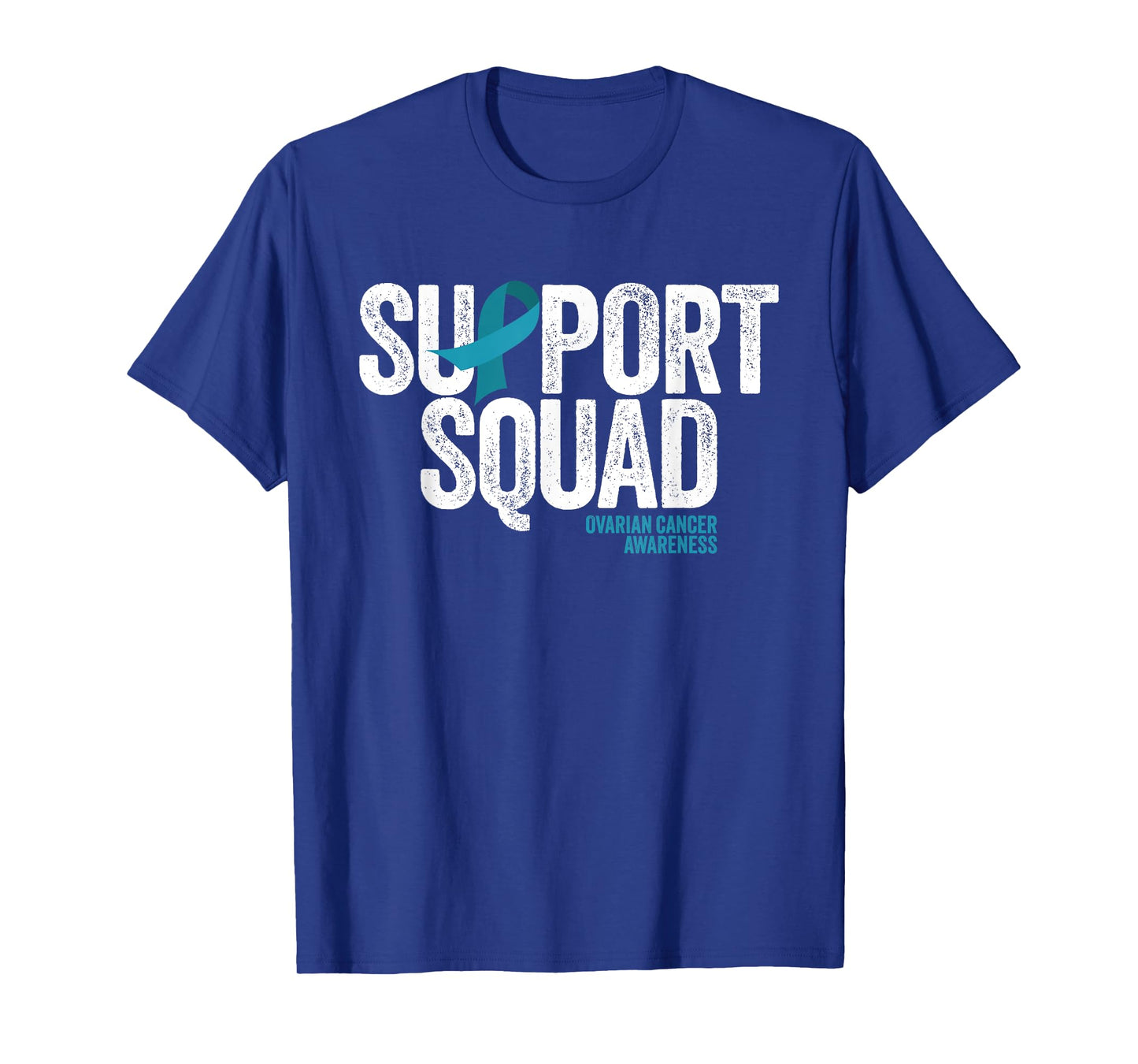 Support Squad Distressed Family Ovarian Cancer Awareness T-Shirt