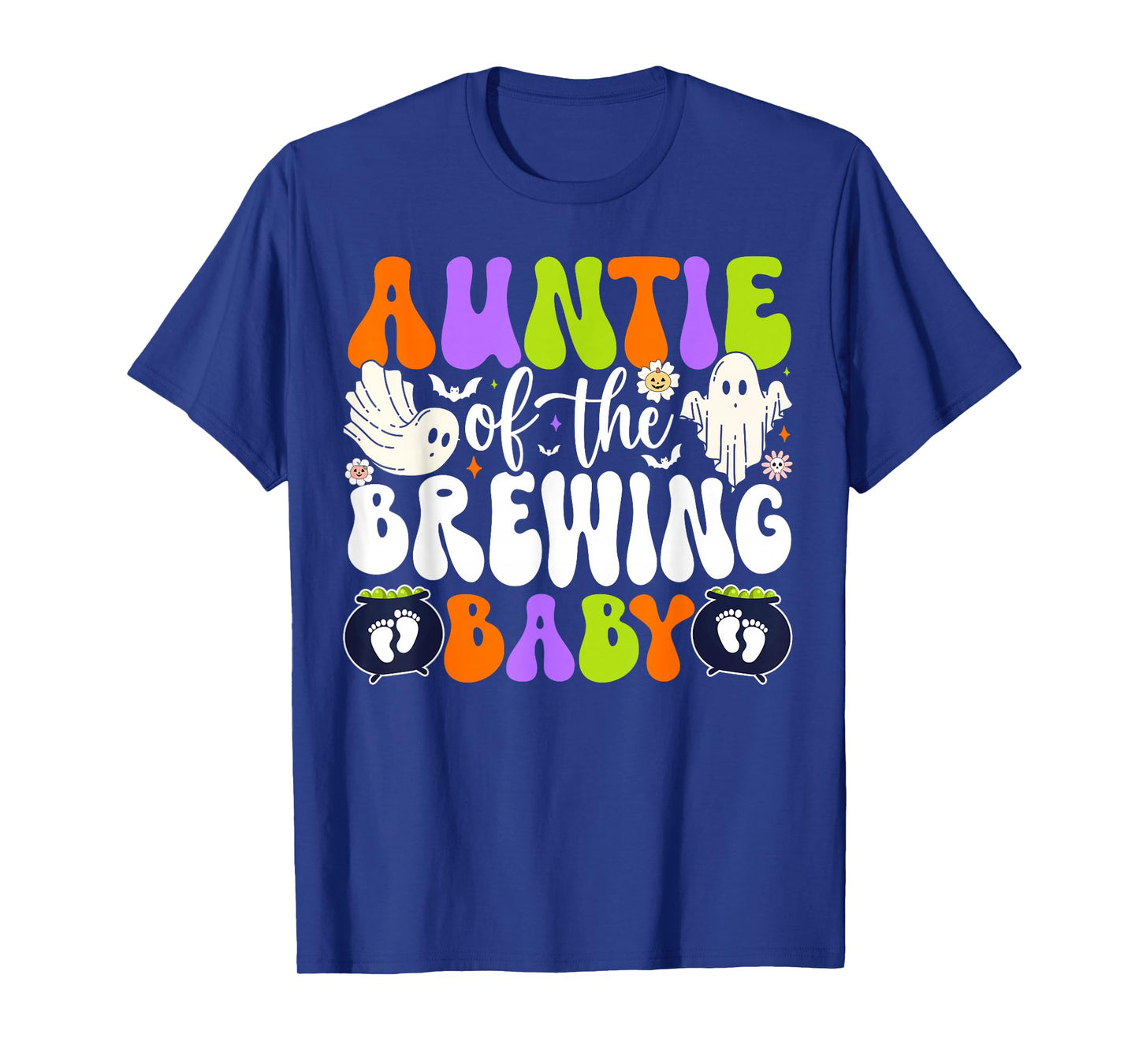 Auntie of Brewing Baby Halloween Theme Baby Shower Spooky T-Shirt