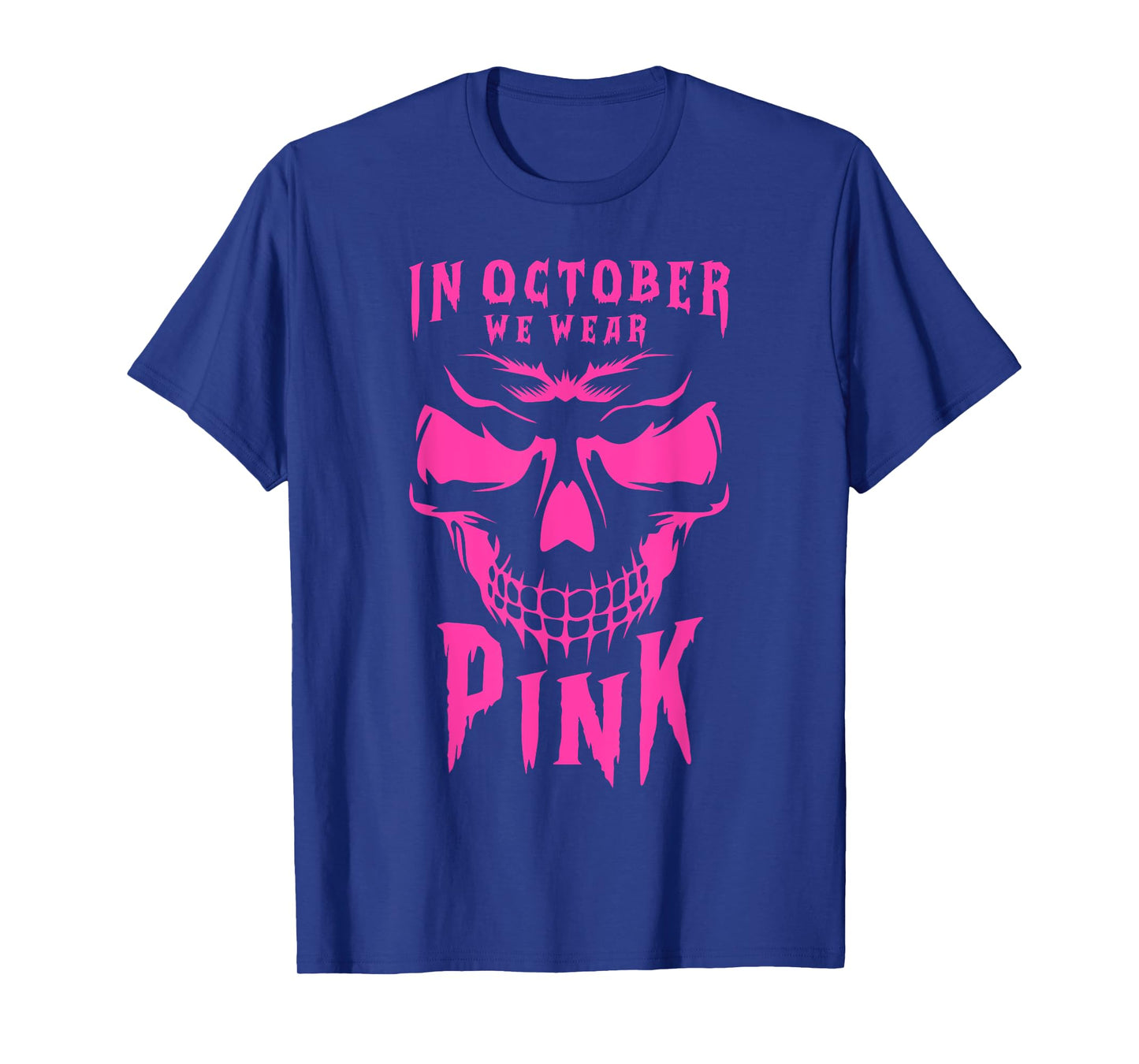 Breast Cancer Awareness Month Halloween Skull Pink Ribbon T-Shirt