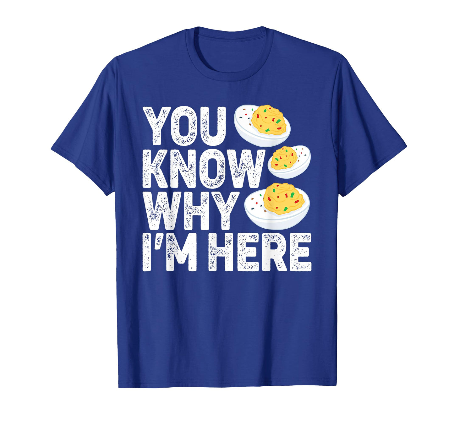Funny Deviled Eggs You Know Why I'm Here Tee - Unisex Adult Retro Thanksgiving T-Shirt - Black - Small - Short Sleeve