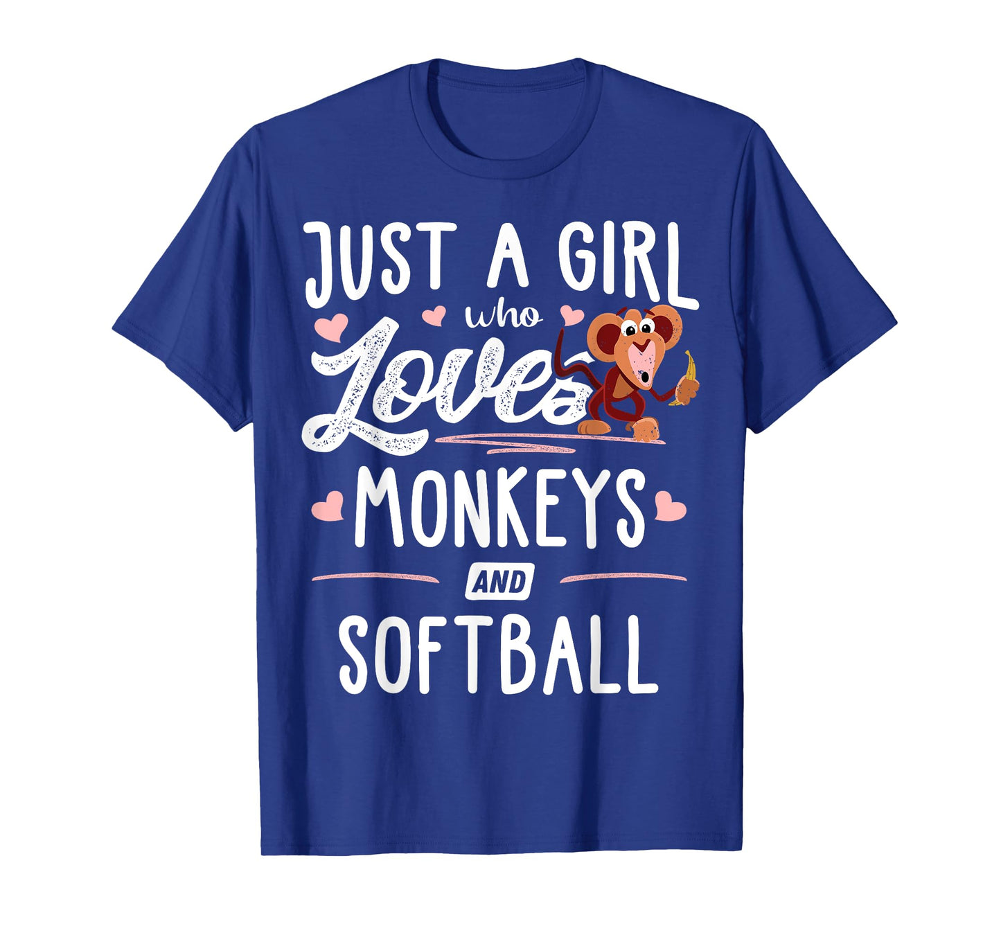 Just A Girl Who Loves Monkeys And Softball Gift Women T-Shirt